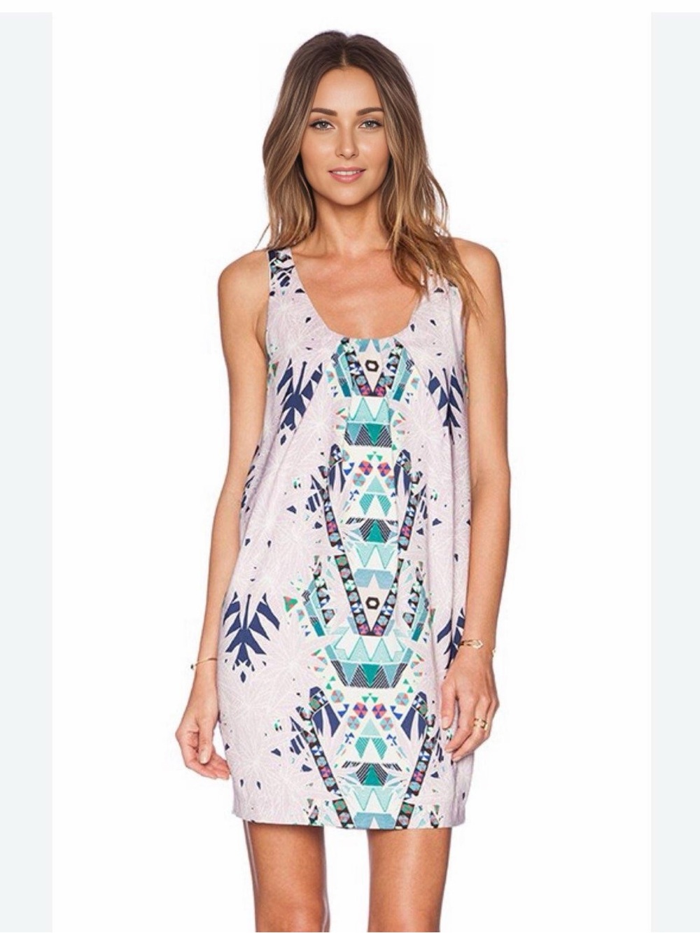 Mara Hoffman Marister Lilac Geometric Tropical Print Shift Dress M